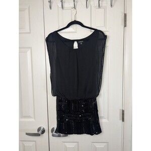 Bebe Women's Black Embellished Sequences Dress Size X Small